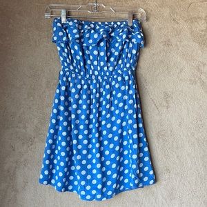 Strapless Blue and white mini dress